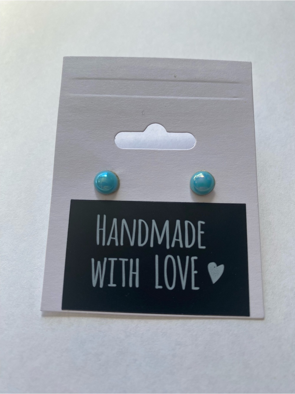 Handmade Blue Opal Stud Earrings